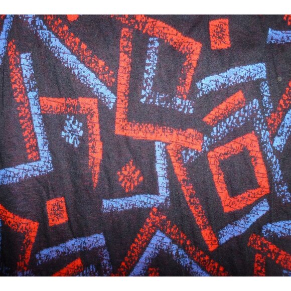 Vintage TopNotch Geometric Abstract Sweater 2X Black W/ Red & Blue Pattern USA M - Picture 2 of 6